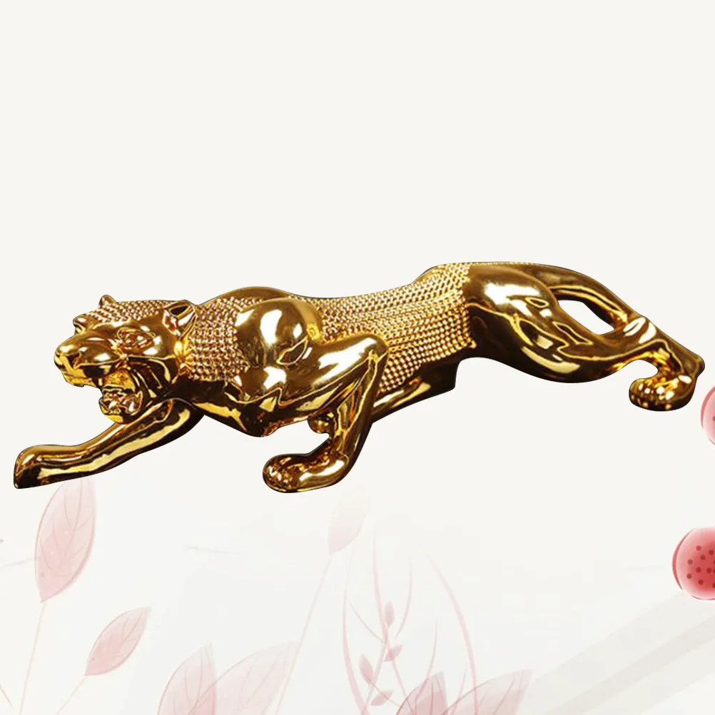 26Cm Golden Resin Chinese Leopard Fortune Skin Car Dashboard Ornament Home Decoration Lucky Symbol Auto Interior Craft Leopard