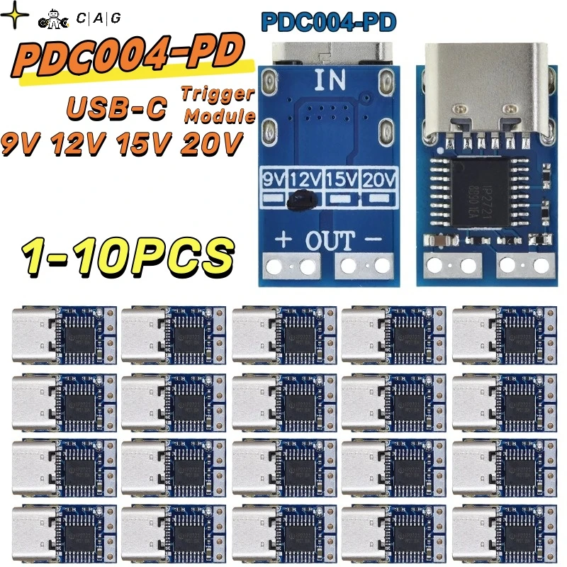 1-10pcs PDC004-PD Decoy Module PD 23.0 to DC DC Trigger Adapter Cable USB-C 9V 12V 15V 20V DC Fixed Voltage Power Trigger Module