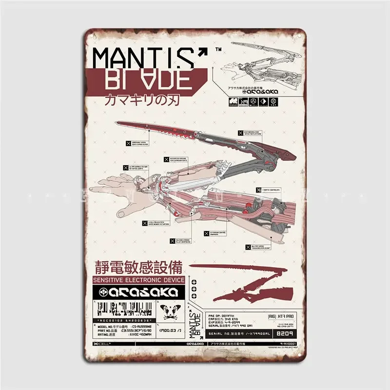 Mantis Blade Metal Sign Wall Decor Vintage Wall pub pub Garage Tin sign Posters