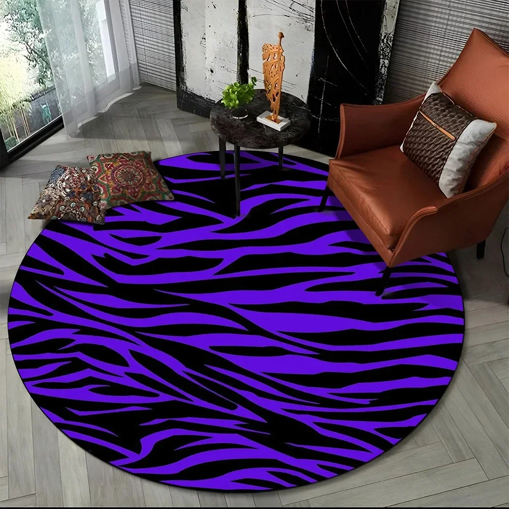 Pink Zebra Stripe Print Round Rug Animal Skin Patterns Circle Carpet Home Living Room Bedroom Dorm Decor Floor Mat Chair Mat view 4