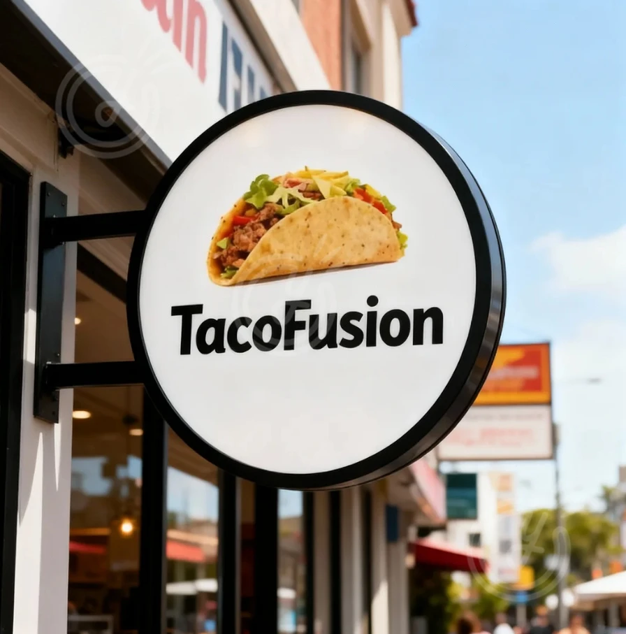 صندوق لافتات خارجي مزدوج الجوانب متجر الضوء الأمامي ديكور خارجي شفرة دائرية مضيئة إعلان دائري Led نيون