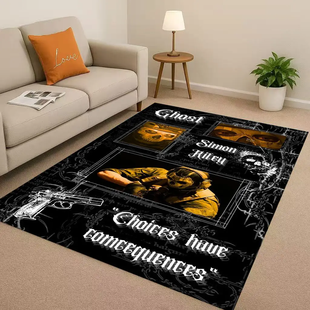 COD Ghost Simon Classic Gun Game Call of Duty Living Room Non-Slip Area Rug Carpet for Bedroom Playroom Sofa,Home Decor Doormat