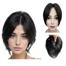Toppers de cabelo naturais para mulheres, clipe em franja, base de renda e pu, peças de cabelo humano, parte intermediária, solução perfeita para desbaste de cabelos