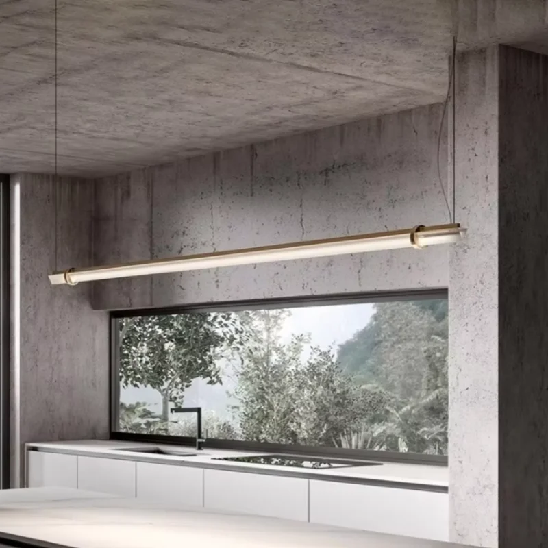 

Italian minimalist designer bar restaurant chandelier Nordic minimalist modern all copper restaurant bar lighting