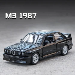 BMW M3 1987合金車モデル,金属製ディストトイ,本物の絶妙なインテリア,2つのドアが付いた子供用ギフト,1:36