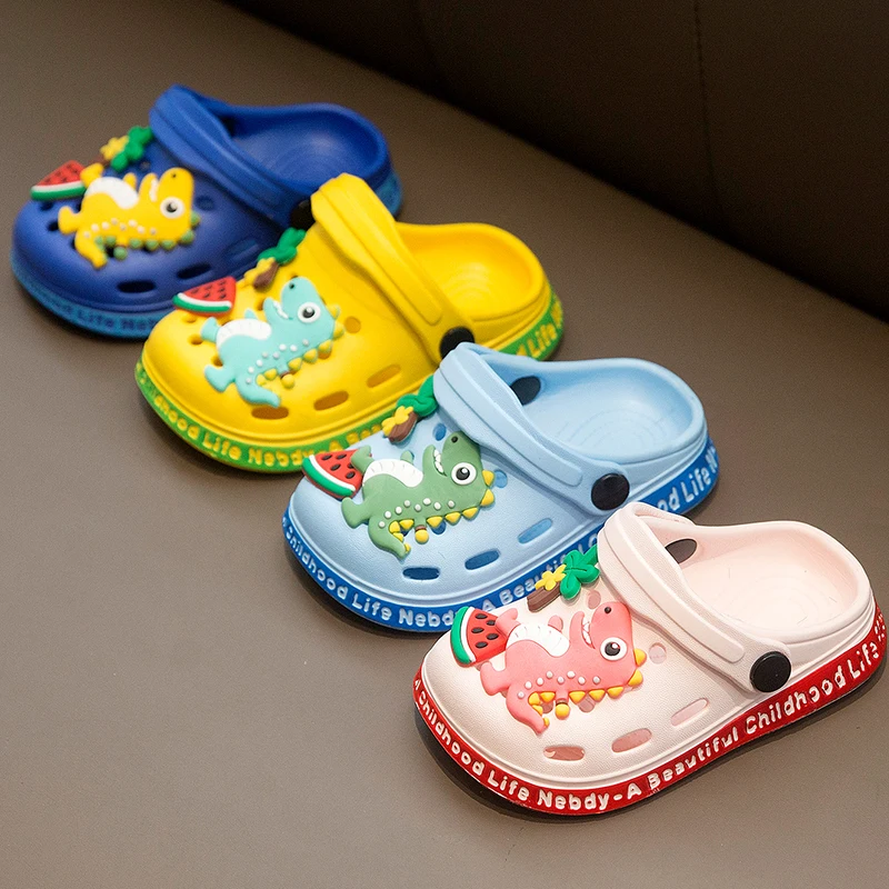 Children\'s cave shoes cartoon dinosaur pattern sandals baby walking shoes anti slip quick drying shoes water shoes garden shoes