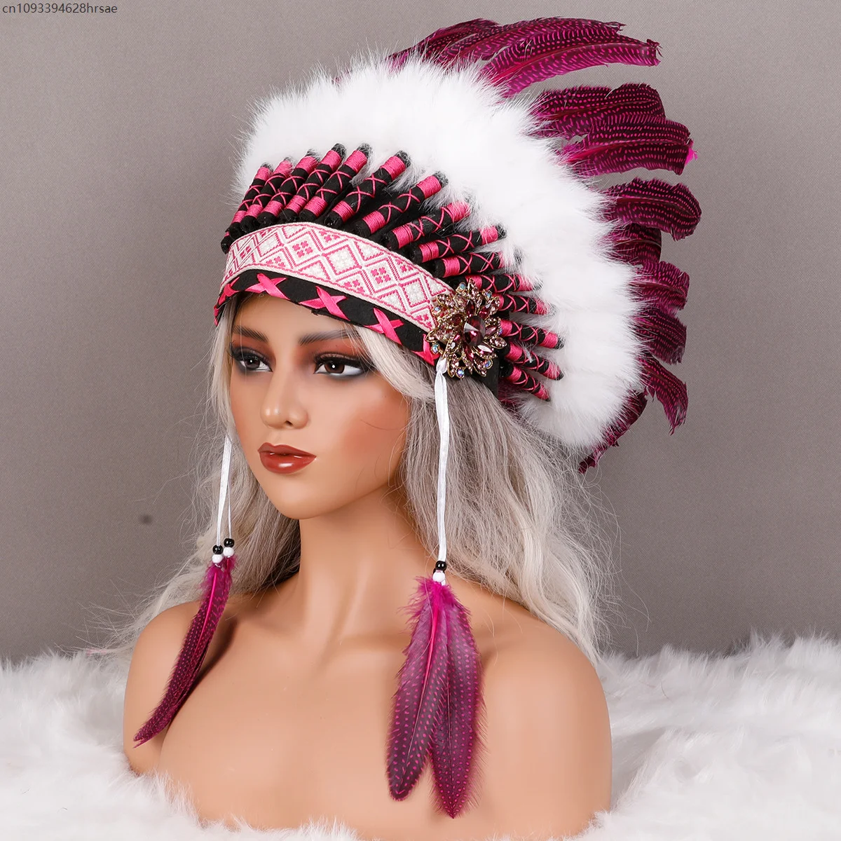 

Colorful Feather Headdress Hair Accessories Wild Man Role Play for Carnival Stage Performance Photography Fashion Show Props