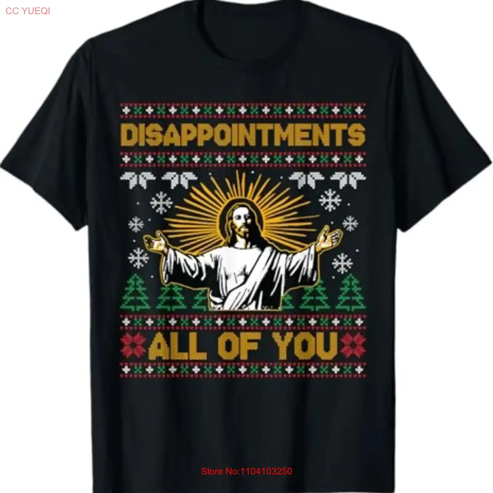 Disappointments All of You Jesus Christmas Ugly Sweater T Shirt vintage Washed graphic Unisex Slightly Casual Breathable