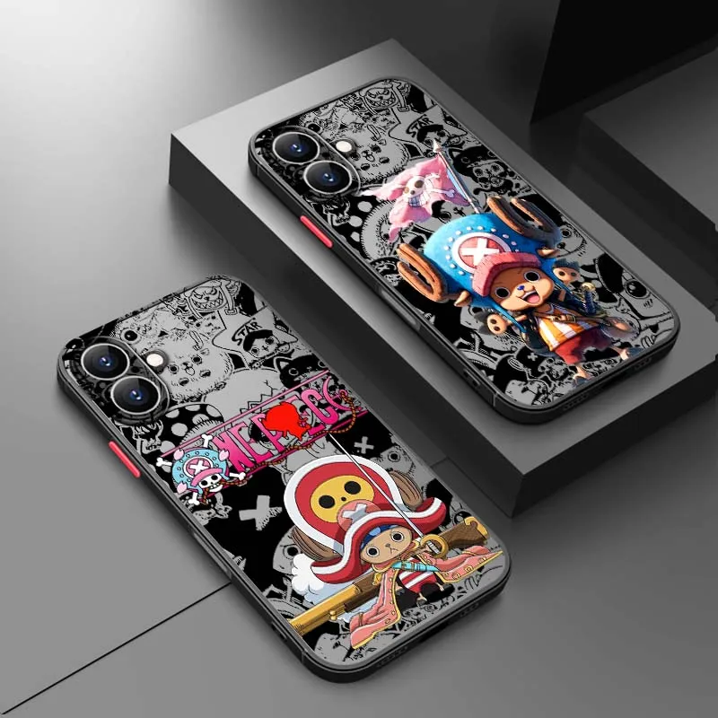 

One Piece Tony Tony Chopper For Apple iPhone 17 16 15 14 13 12 11 Air Pro Max Plus Mini Frosted Translucent Phone Case