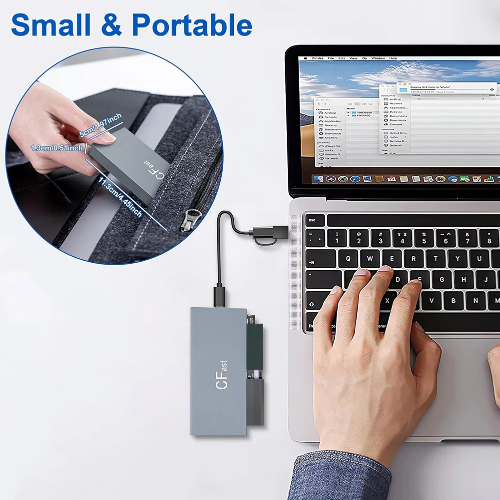 CFast Card Reader Read 6 Cards Simultaneously Memory Stick Pro Duo Adapter 5Gbps USB Card Reader for CFast CF MS SD TF XD Card