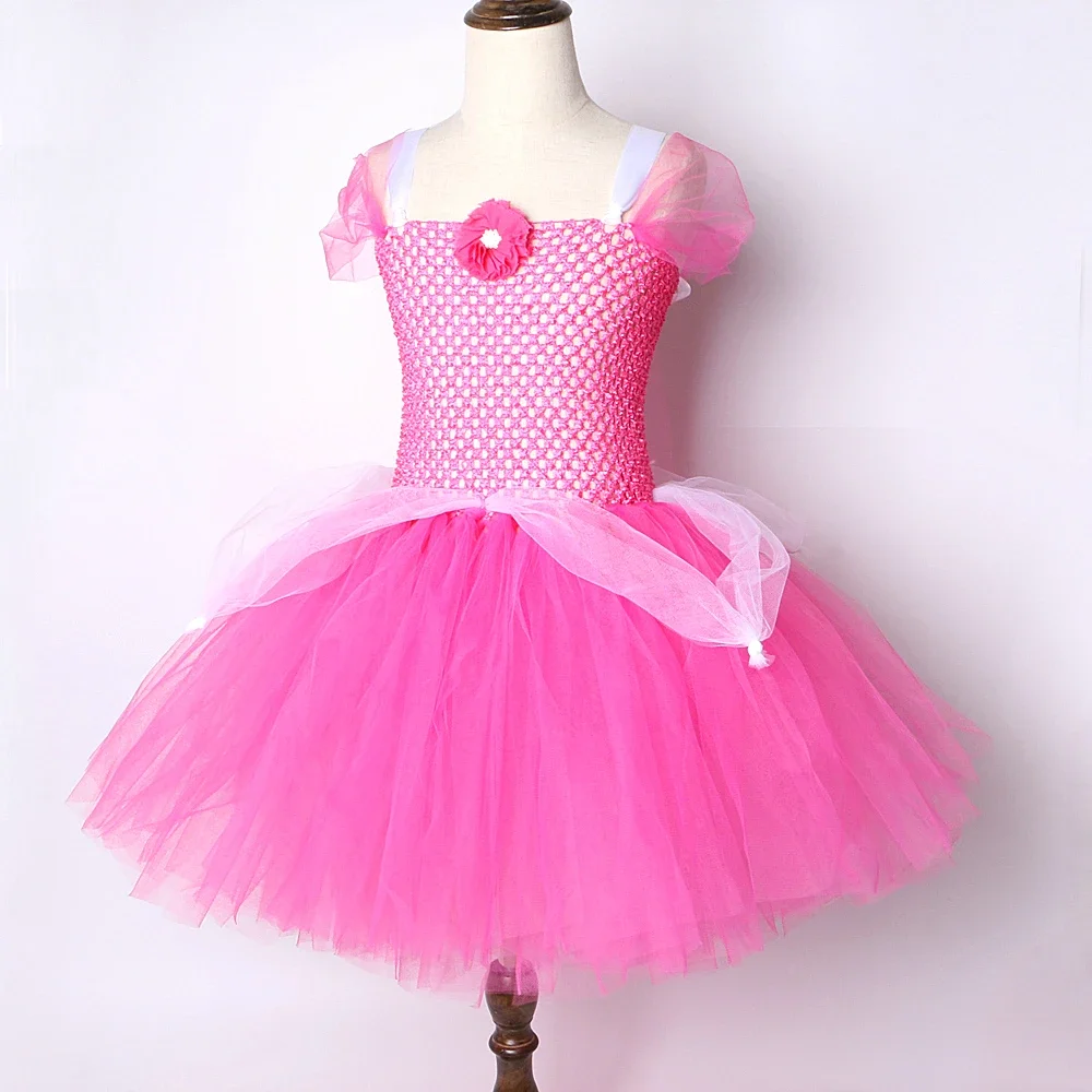 Sleeping Beauty Princess Tutu Dress Fancy Girl Birthday Party Dress Up Carnival Halloween Cosplay Costume for Kids Ball Gowns