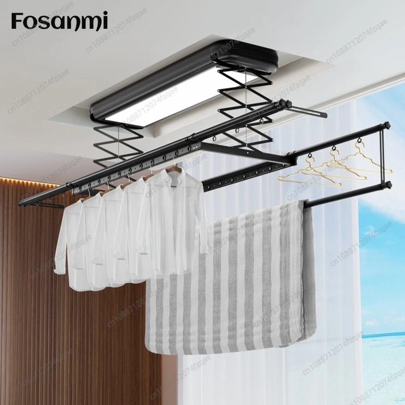 Balcony Hidden Electric Remote Control Lifting Clothes Drying Rack Drying Air Drying Foldable Retractable Clothes Drying Rack