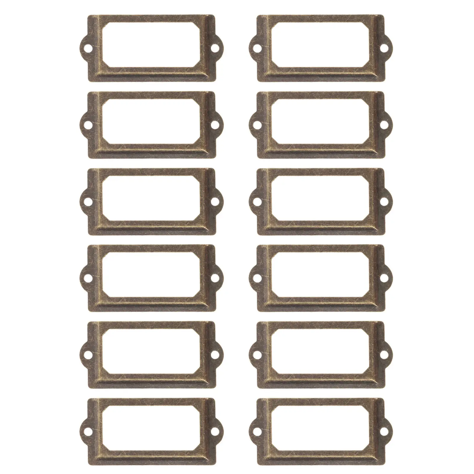 12Pcs Vintage Label Frame Set Metal Drawer Tag Holders Cabinet Name Holders Elegant Retro Design for Pantry Office