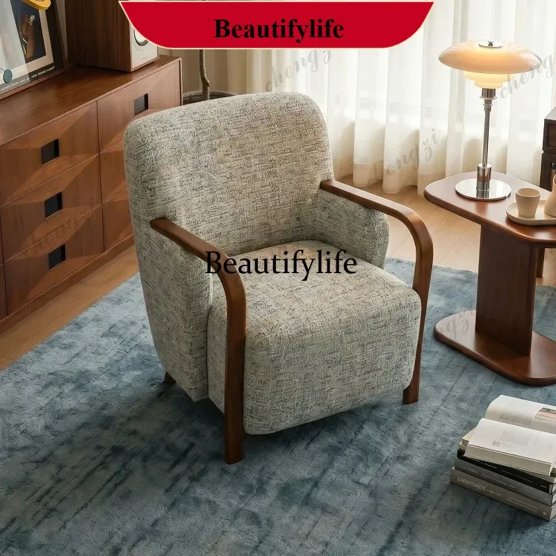 Retro printed fabric leisure chair simple sofa chair home living room bedroom sofa chair m138