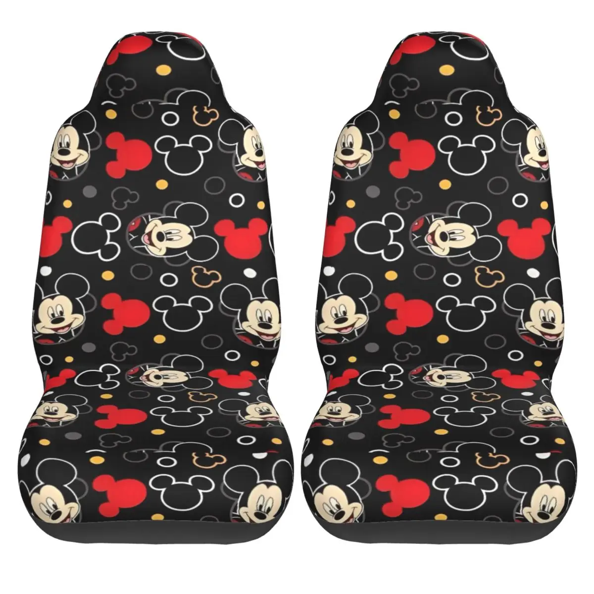 Mickey Mouse Head 2 Front Car Seat Covers for Cars Truck Sedan SUV Flexible Bucket Seats Cover