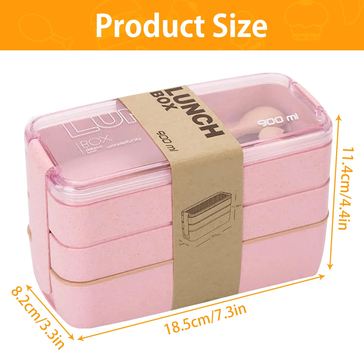 1pc Leakproof Wheat Straw Lunch Box for School Office Microwave Picnic Storage Meal Box Stackable 3 Layer Portable Bento Box