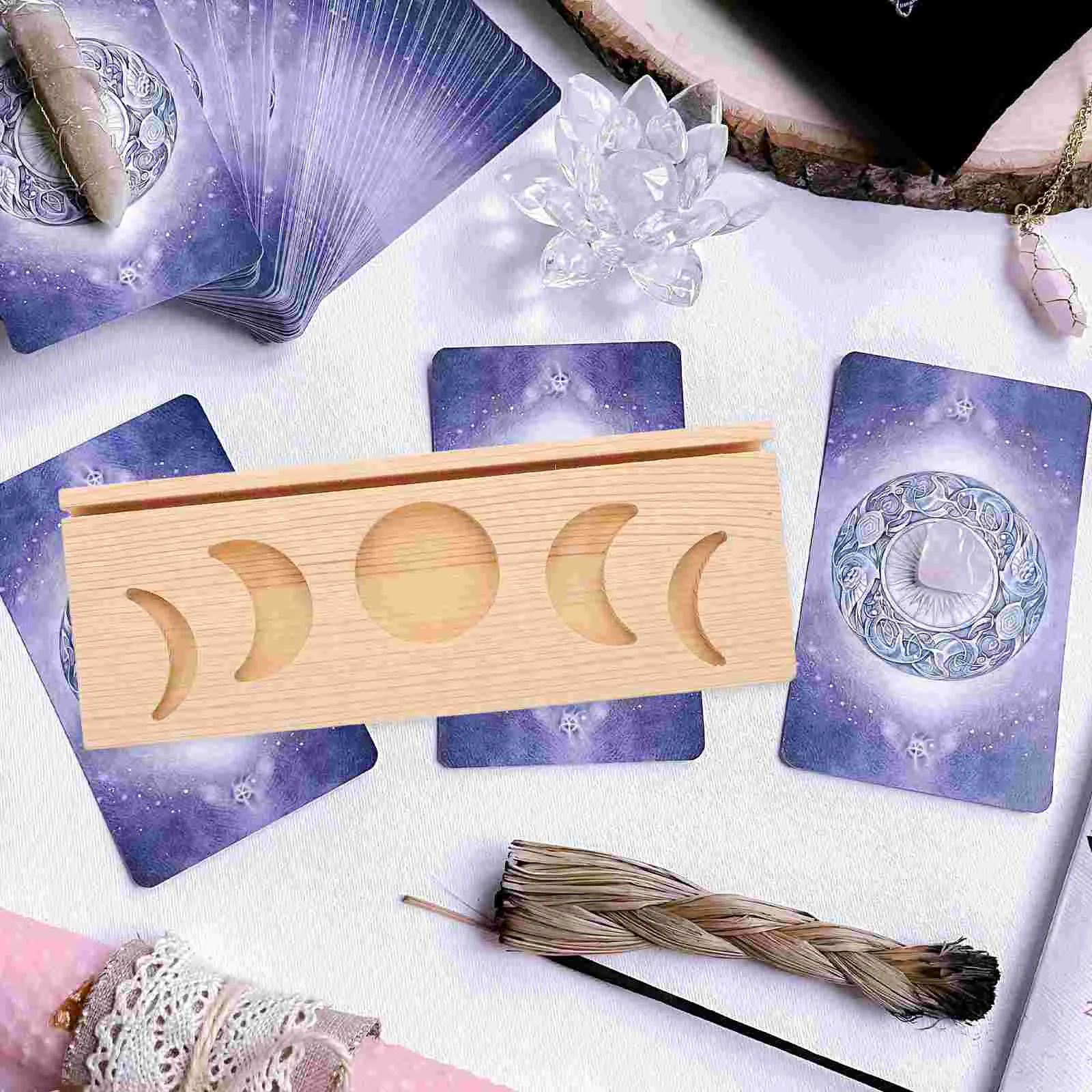 

Tarot Card Display Stand Moon Shape Altar Divination Tool Holder Phase for Cards