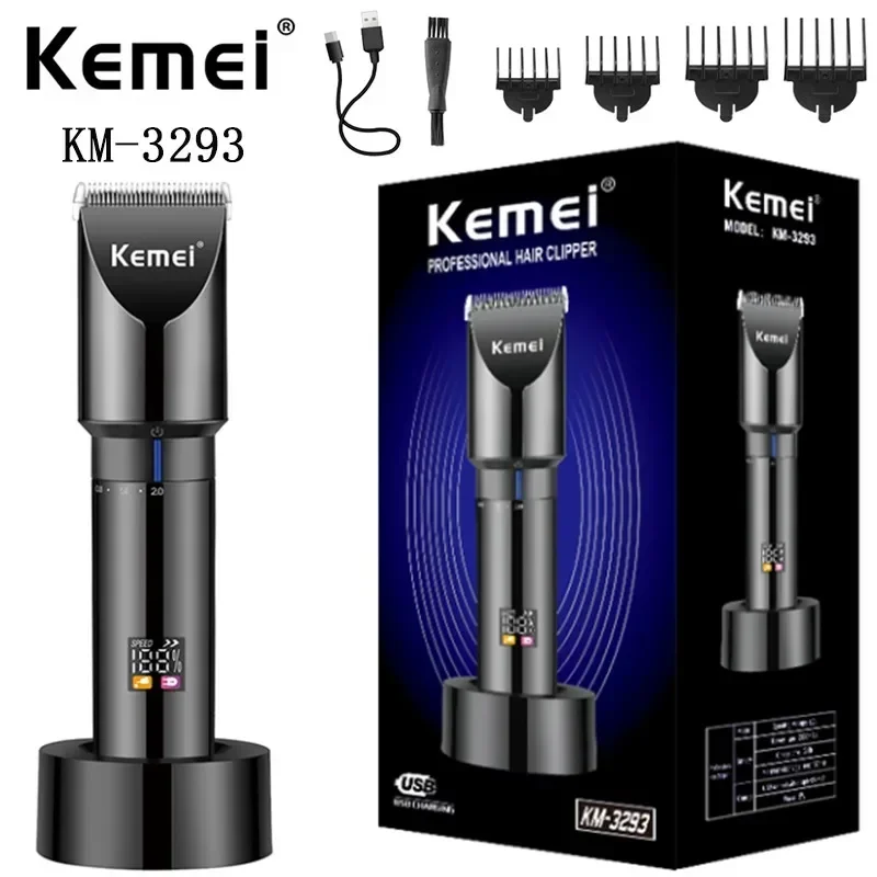 

Kemei KM-3293 High Quality Hair Trimmer With Charging Base New Hair Trimmer Professional Rechargeable Cordless Barber For Men