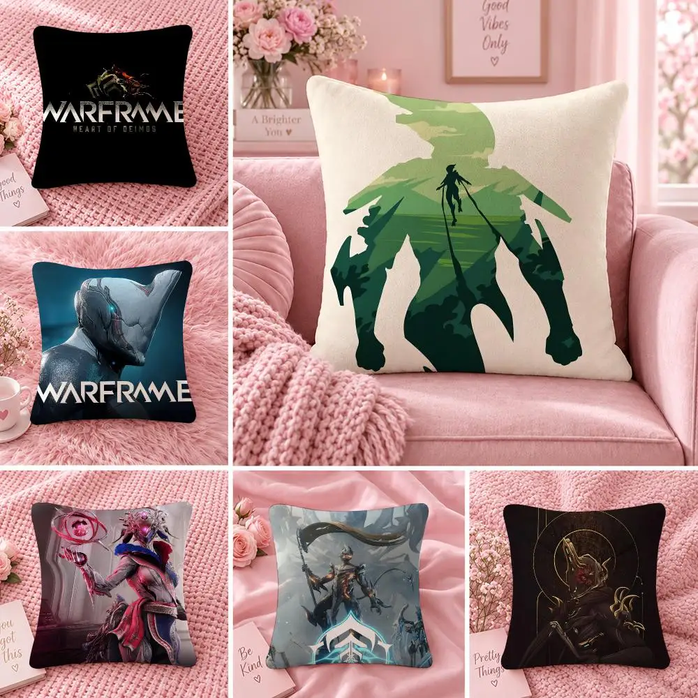 Anime Japanese Manga W-Warframe Cushion Cover Double Sided Print Short Plush Pillow Sofa Bedroom Dorm Room Decor Gift
