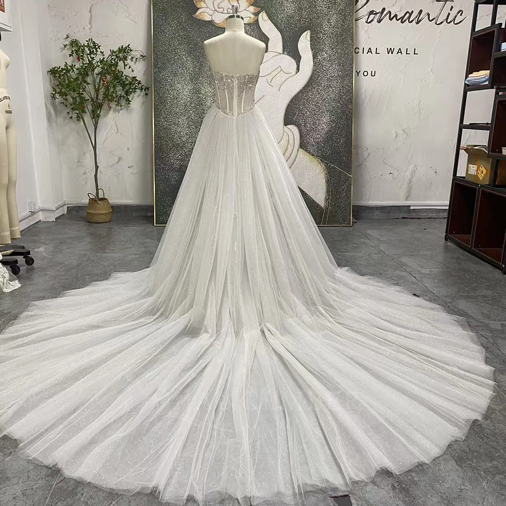 Customized Sleeveless Lace Strapless Boho Wedding Dress Open Back Modest Rustic Civil Bridal Gown 2026 свадебное пла