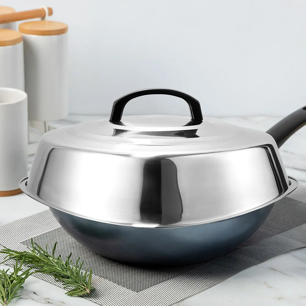 

2pcs Thickened Round Stainless Steel Pot Lid For Pots Wok Steamer Handle Pan Cover Kitchen Supplies Metal Lid