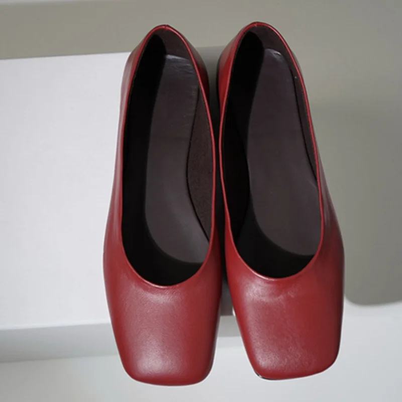 

Jenny&Dave Minimalist Women Flat Shoes Handmade Sheepskin Square Toe 2026 Shallow Mouth Flat Grandma Shoes Retro Mary Jane Shoes