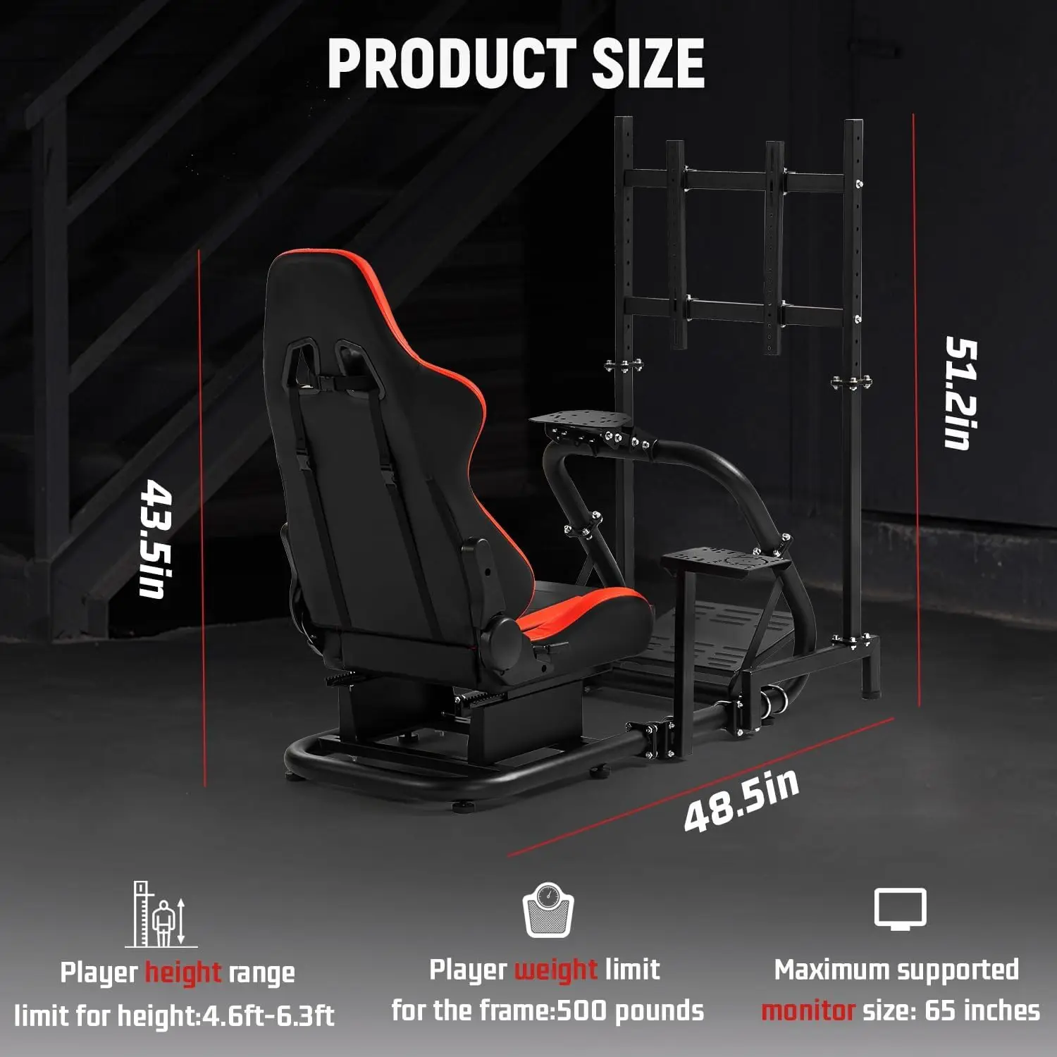 Stabiler Rennsimulator-Cockpit mit Monitorhalterung, kompatibel mit Logitech, ohne Rad, Pedal, Handbremse und Fernseher