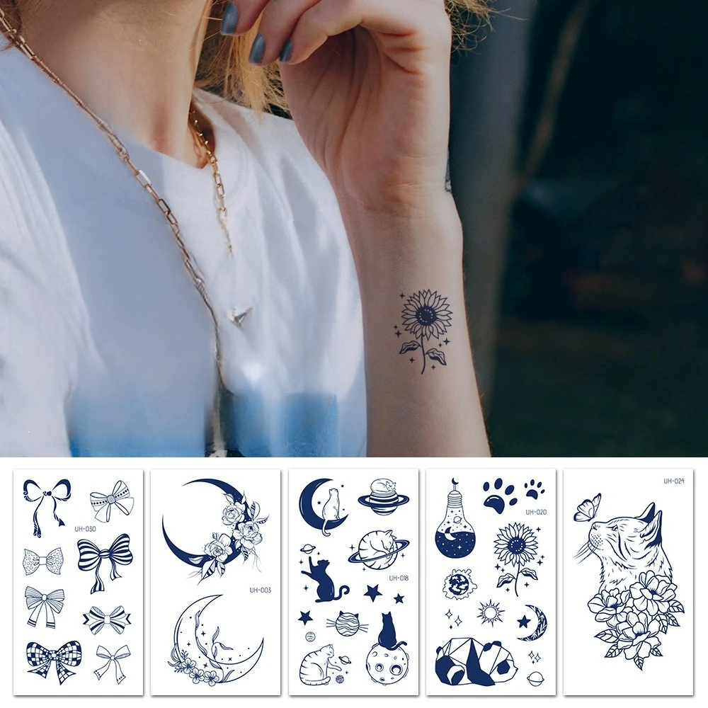 New internet celebrity 7-14 day grass plant semi permanent waterproof sweat simple tattoo butterfly temporary tattoo sticker