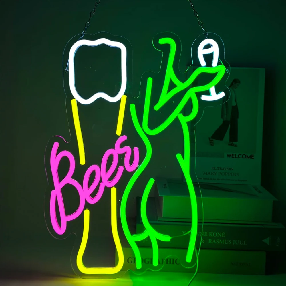 Beer Cheers Neon Sign Led Sign for Wall Decor Beer Man Cave Bar Home Pub Party Club Restaurant Shop Sign Bar Lights Wall Decor