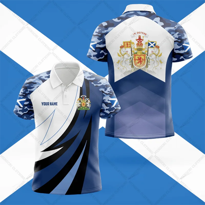 Scotland เสื้อโปโลลายกราฟิกไฟเสื้อผ้าใส่ได้ทั้งชายและหญิงแบบลำลองเสื้อผ้าเล่นกีฬาโอเวอร์ไซส์แบบหลวมแห้งเร็วสำหรับใส่ได้ทุกวันสำหรับฤดูร้อน