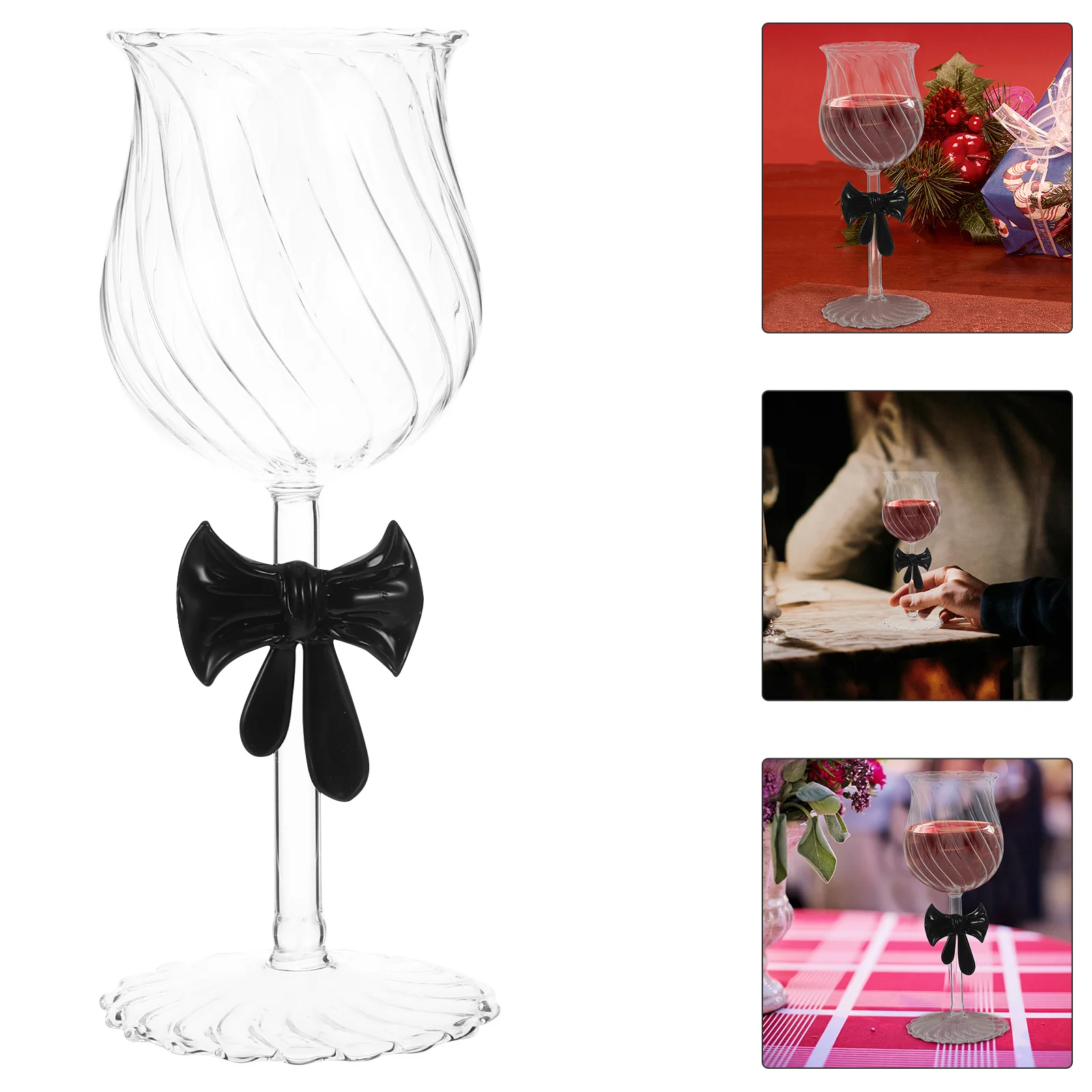 

300Ml Bow Wine Glasses Clear Stemmed Vintage Red Goblets Elegant Romantic Wedding Party Drinking Glassware Red Glassware