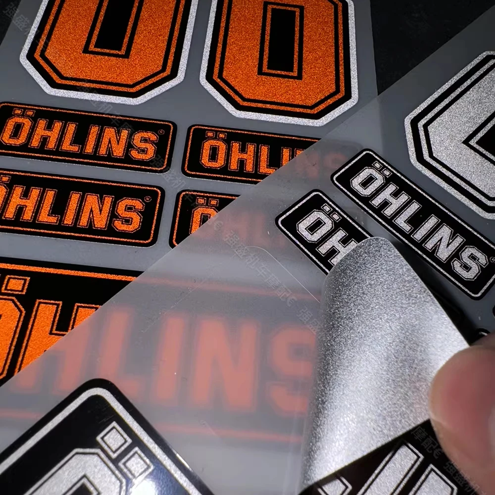 OHLINS Reflective Waterproof Stickers for Motorcycle Car Bicycle Shock Absorber Racing Mod Decals view 4