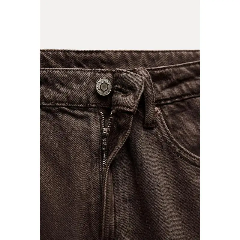 여성용 하이웨이스트 루즈핏 코튼 데님 롱 팬츠 2024 겨울 다용도 캐주얼 바지 편안하고 통기성 좋음