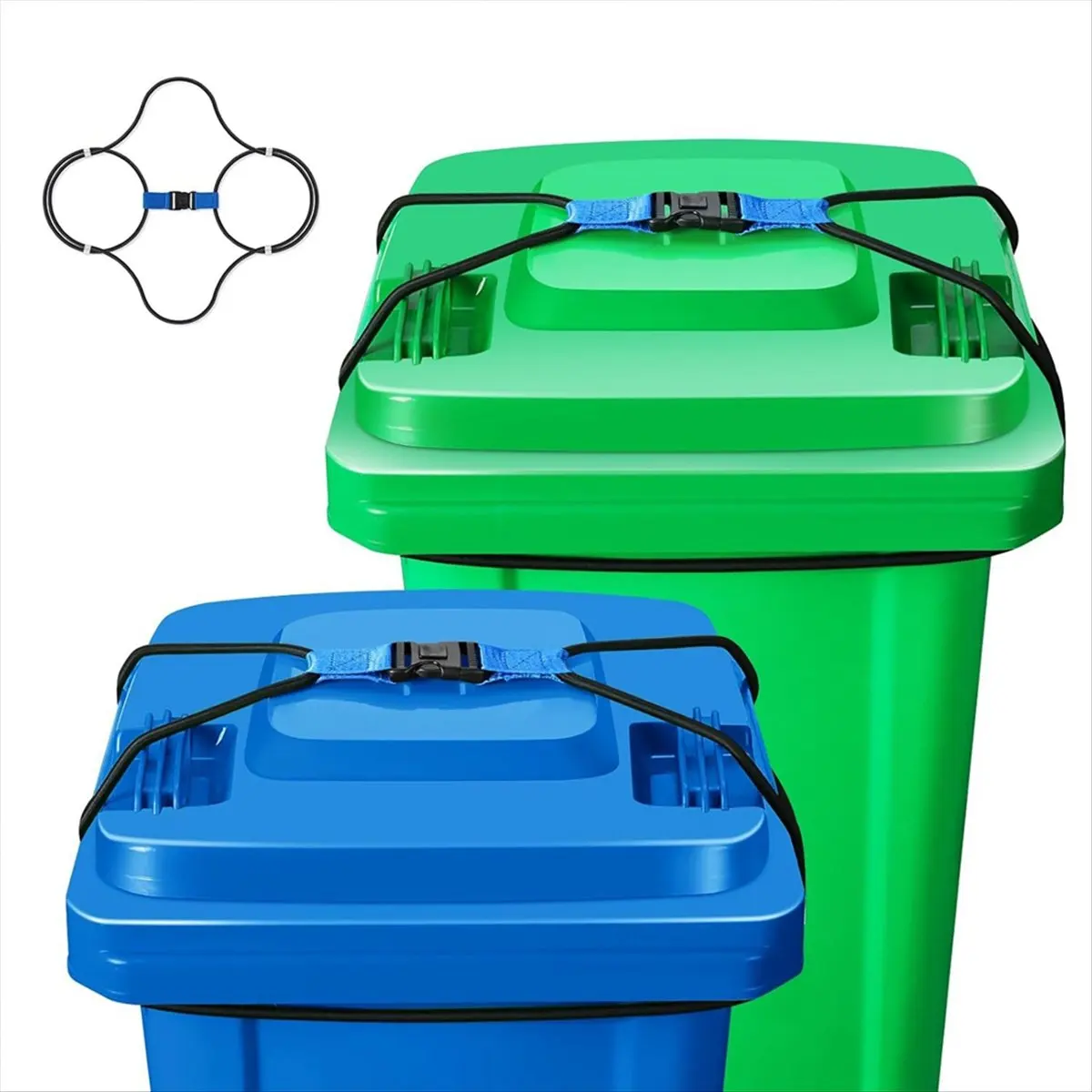A45I 2PCS Trash Can Lid Locks for Animals, Garbage Can Bungee Cord Lock Keep Bear/Raccoon/Dog Out of Garbage