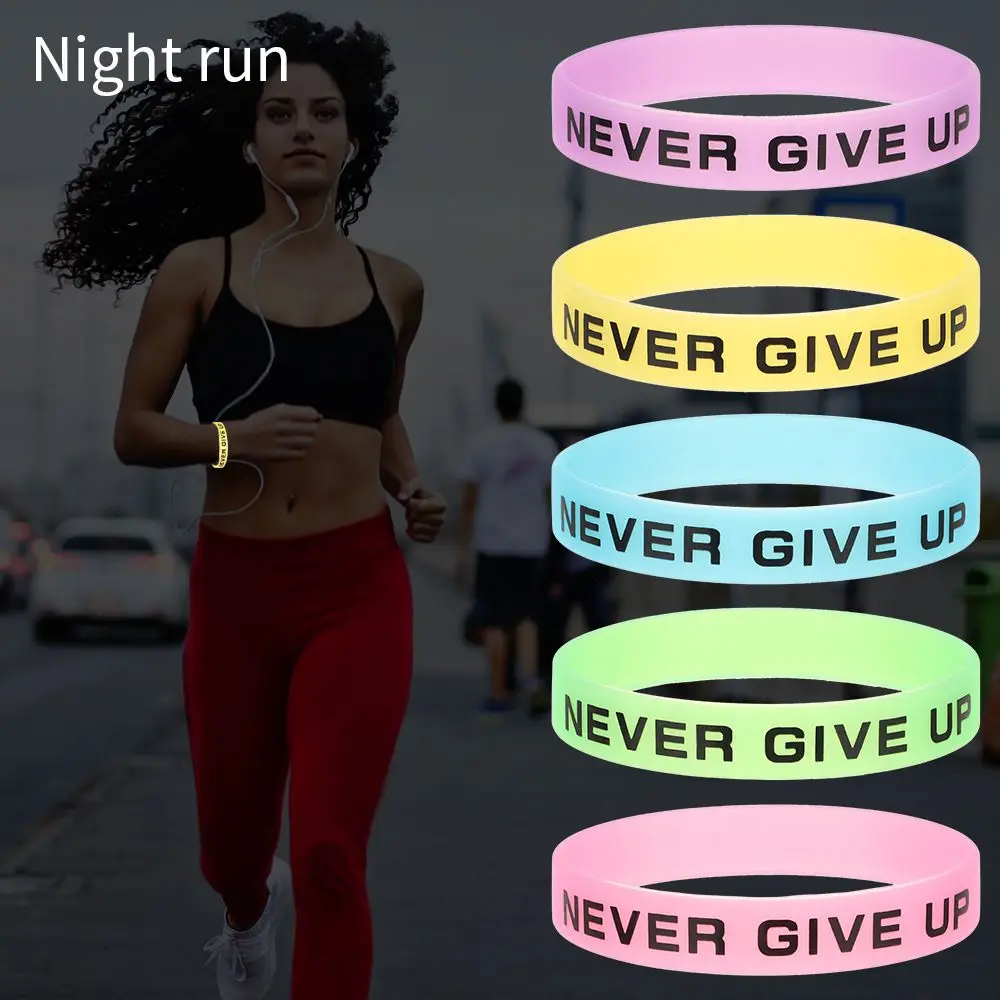 Gifts Friendship Silicone Wristband Luminous Rubber Bracelet Sport Cuff Bangle Men Women Never Give Up