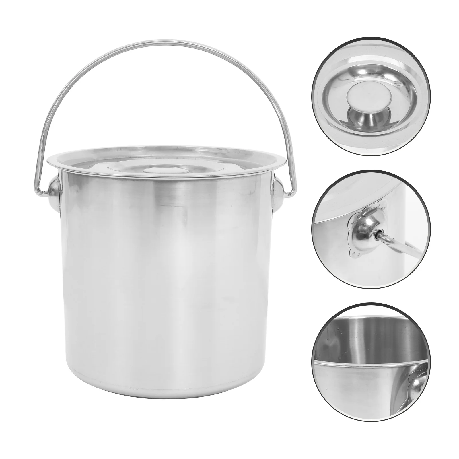 

Stainless Steel Bucket 5L Large Capacity Sealed Lid Water Pail For Milk Wine Rice Storage Dog Food Container