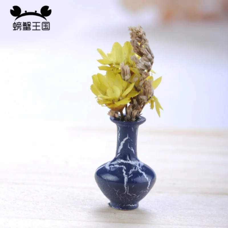 Miniature Simulation Vase Resin White Pot with Green Plants Scale Dollhouse Decor Mini Home Desktop Accessories 5 pcs