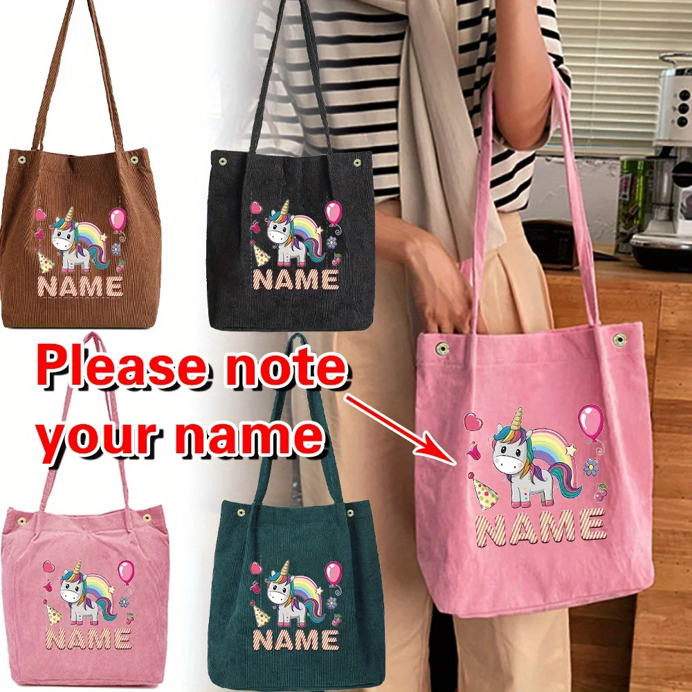 

Personalized Customized New Women's Corduroy Shopping Bag Canvas Shoulder Bag Storage Casual Women's Handbag