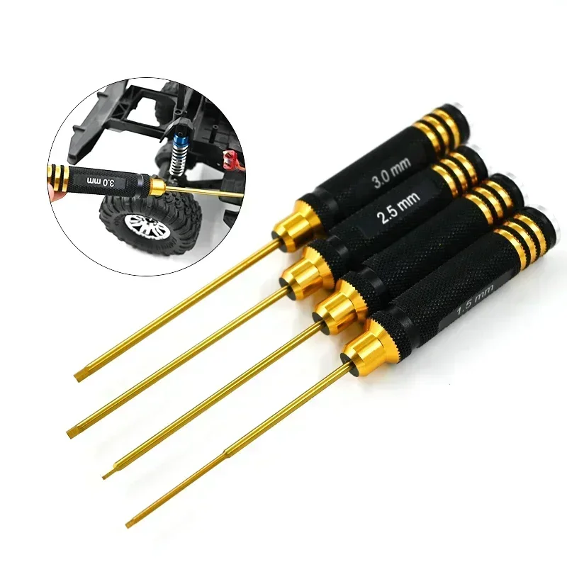 

4pcs/set Titanium Plating 1.5/2/2.5/3mm Screwdriver Screw Driver Tool Kit For Rc Model Car Boat Airplane
