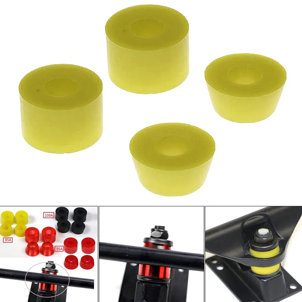 4Pcs Replacement Skateboard Shock-absorbing Pad Double Tilting Four Wheel Skateboard Bracket PU Pad Shock-absorbing Bowl Pad