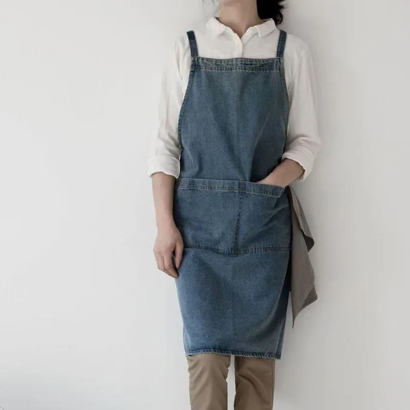 Hot Selling Cotton Denim Aprons for Baking, Art Painting, Florist Aprons, Coffee Shop, Bar, Hotel, Waiter, Kitchen, Chef, Barber