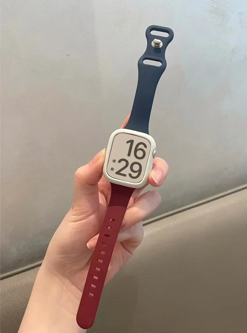 Ремешок силиконовый для Apple Watch Band 38/42/40/44 мм, мягкий тонкий резиновый браслет для Iwatch 49Ultra 9 8 7 6 5 4 3 2 41/45 мм