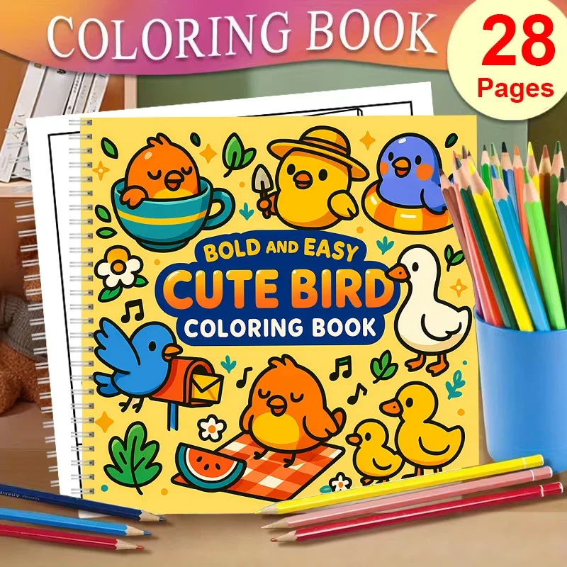 Cute Bird Coloring Book for Adult Colouring Book, Birthday Day Gift, Back to School Supplies, Adults Cute Drawing Book