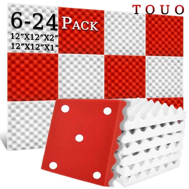 

TOUO Acoustic Foam 6/12/24 Pcs Studio Acoustic Treatment Egg Cotton Sound Proof Foam High Density Sound Absorbing Material