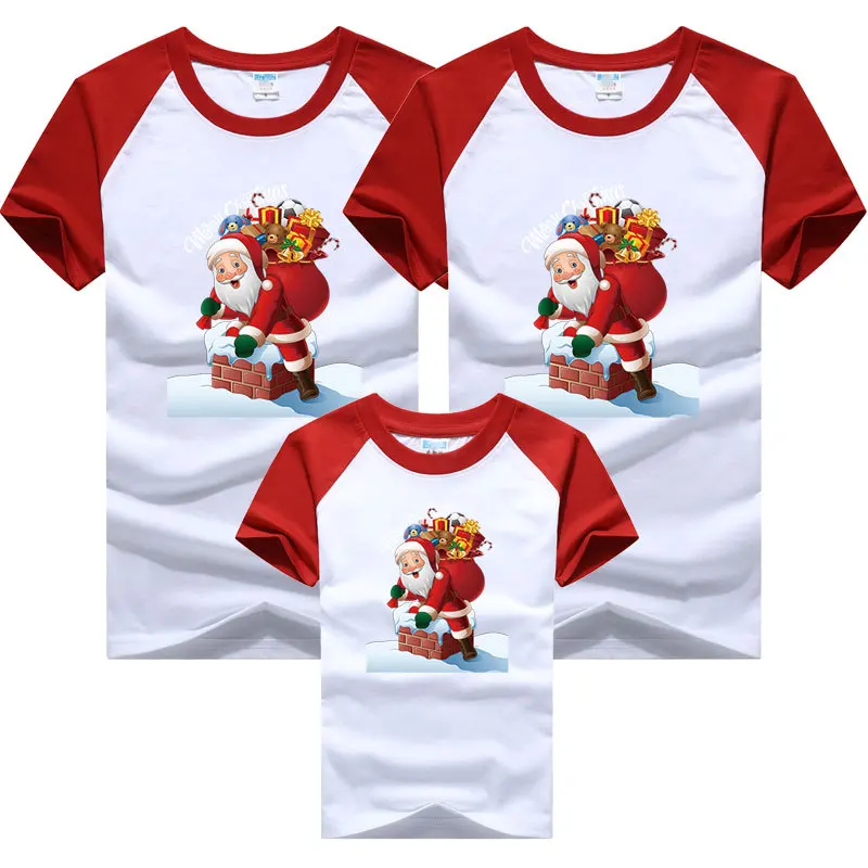 Christmas Family Matching Clothes Mom Dad Son and Daughter Tops Kids Couple Tees