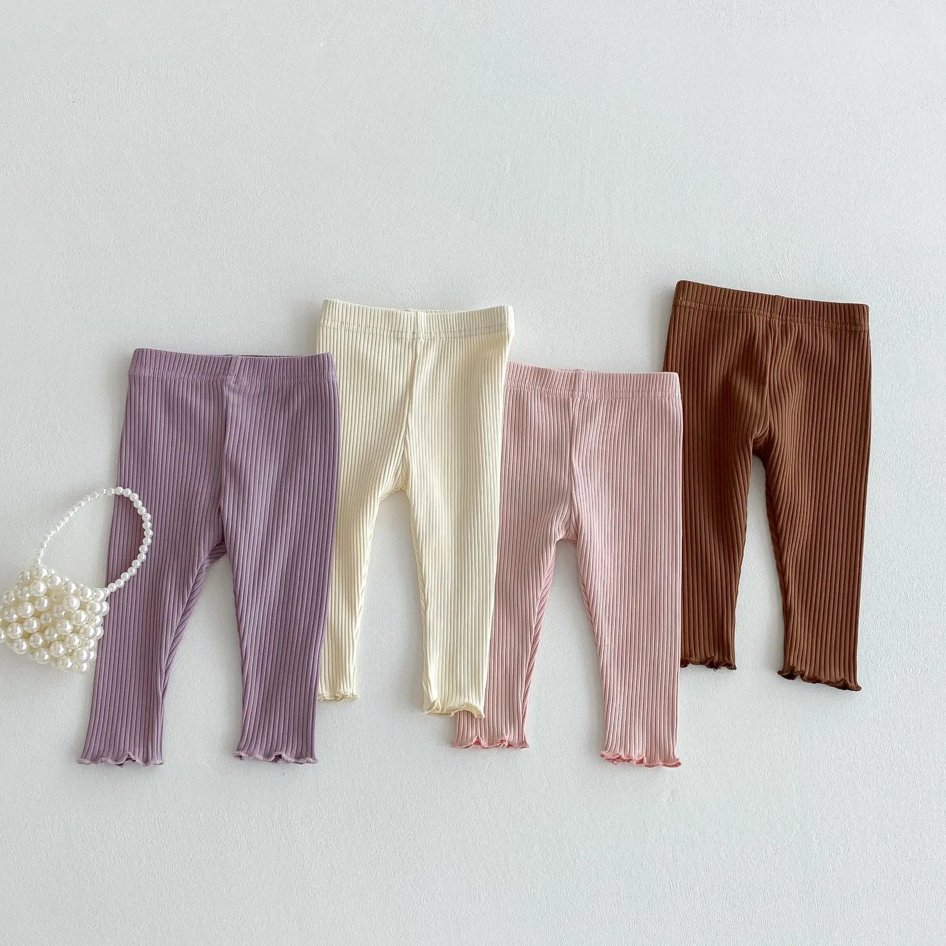 

2025 Autumn New Baby Cotton Leggings Newborn Stretch Pants Solid Simple Infant Casual Trousers Toddler Girls Ribbed Leggings