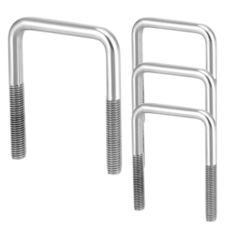 1/2Pcs M6 M8 M10 304 Stainless Steel U-Shaped Screw/Right Angle U-Shaped Square Clamp/Square Clamp Pipe Clamp Fixing Clamp Bolt