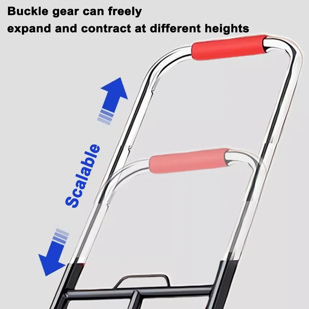 عربة اليد المحمولة 6 عجلات عربة سحب قابلة للطي تحمل الحمل الثقيل سحب صغير Tru السلع المنزلية عربة تسلق الدرج #4