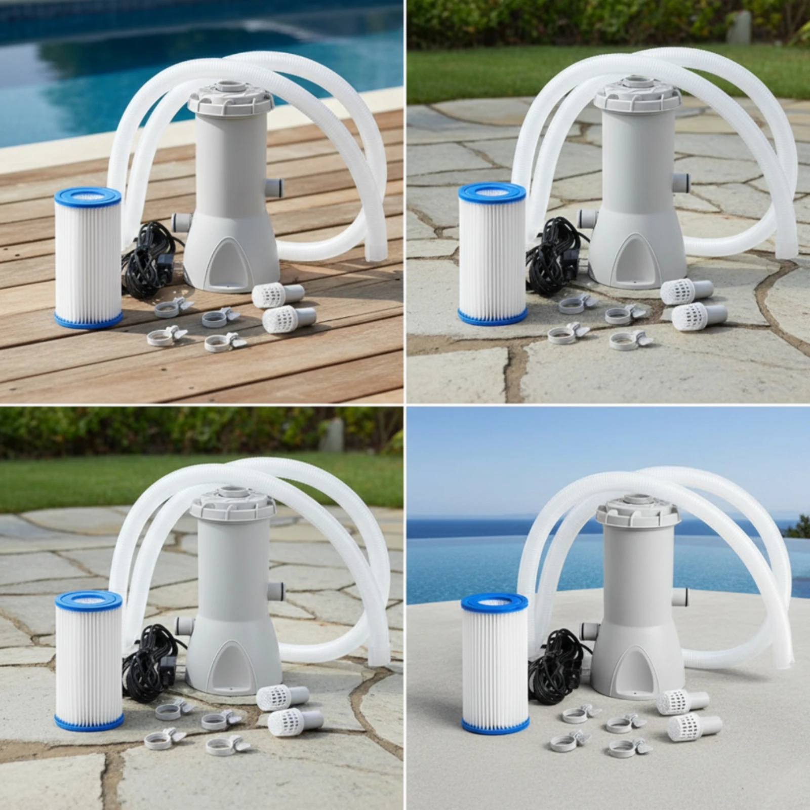Pool Filter Pump with Cartridge 300 GPH Cartridge Filter Pump Compact Electric for Frame Pools