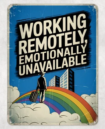 WORKING REMOTELY HOME OFFICE METAL POSTER WALL TIN SIGN MAN CAVE SHED PLAQUE --Tin Sign